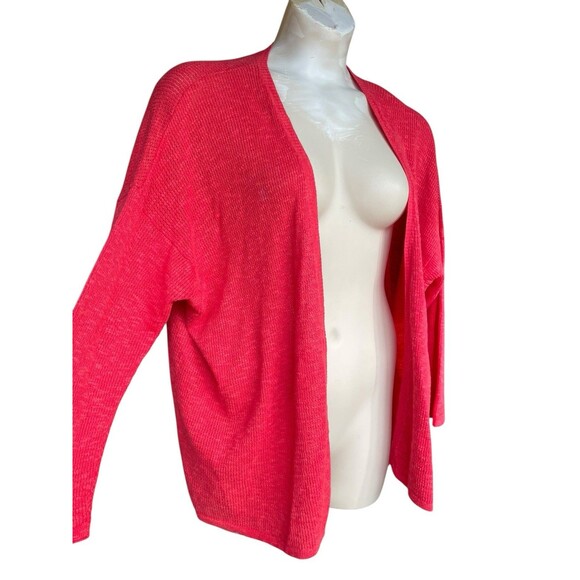 Eileen Fisher Linen Cotton Open Front Cardigan Shrug Plus Size 2X Coral Red NWOT - Picture 4 of 7